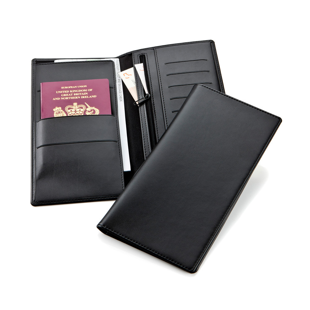 Black Leather Deluxe Travel Wallet Print Run